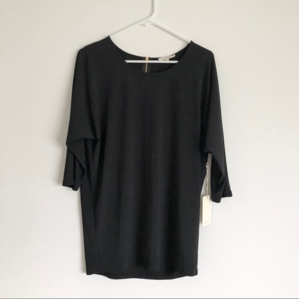 Black Dolman Top with Back Zipper XS NWT